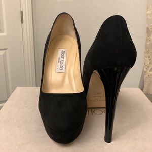 Authentic Jimmy Choo Alex Platform Black Suede Pumps